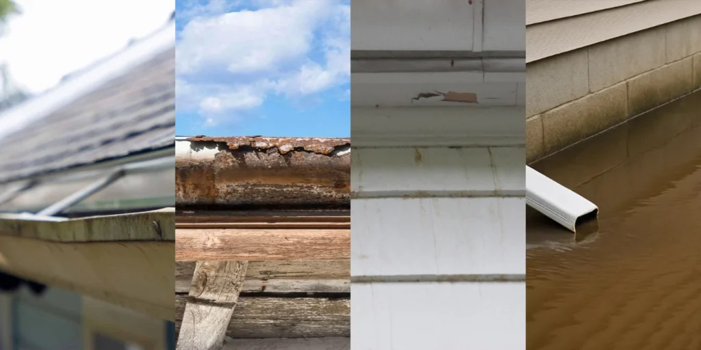 Signs you need new gutters — sagging, rust, water stains on a Maryland home